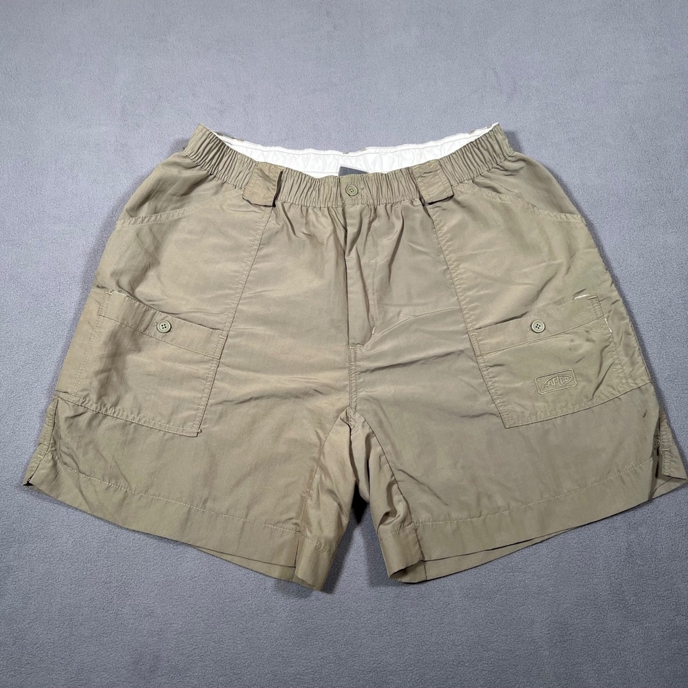 Aftco Bluewater‎ Original Fishing Shorts Mens 40 Tan Brown Elastic Waist Cargo
